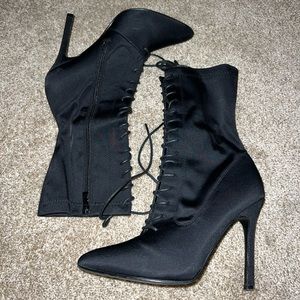 Black Tie-up Boot Heels